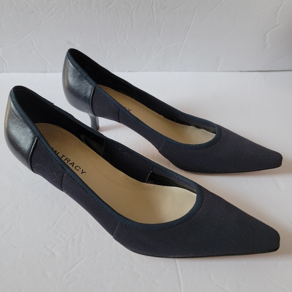 Ellen Tracy SIMPLE Black Kitren Heel Pump Sz 7.5M Suede Leather Office Siren - Picture 2 of 13